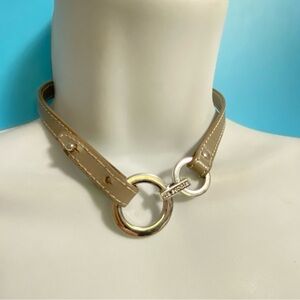 LIA SOPHIA Gray Leather Choker Necklace